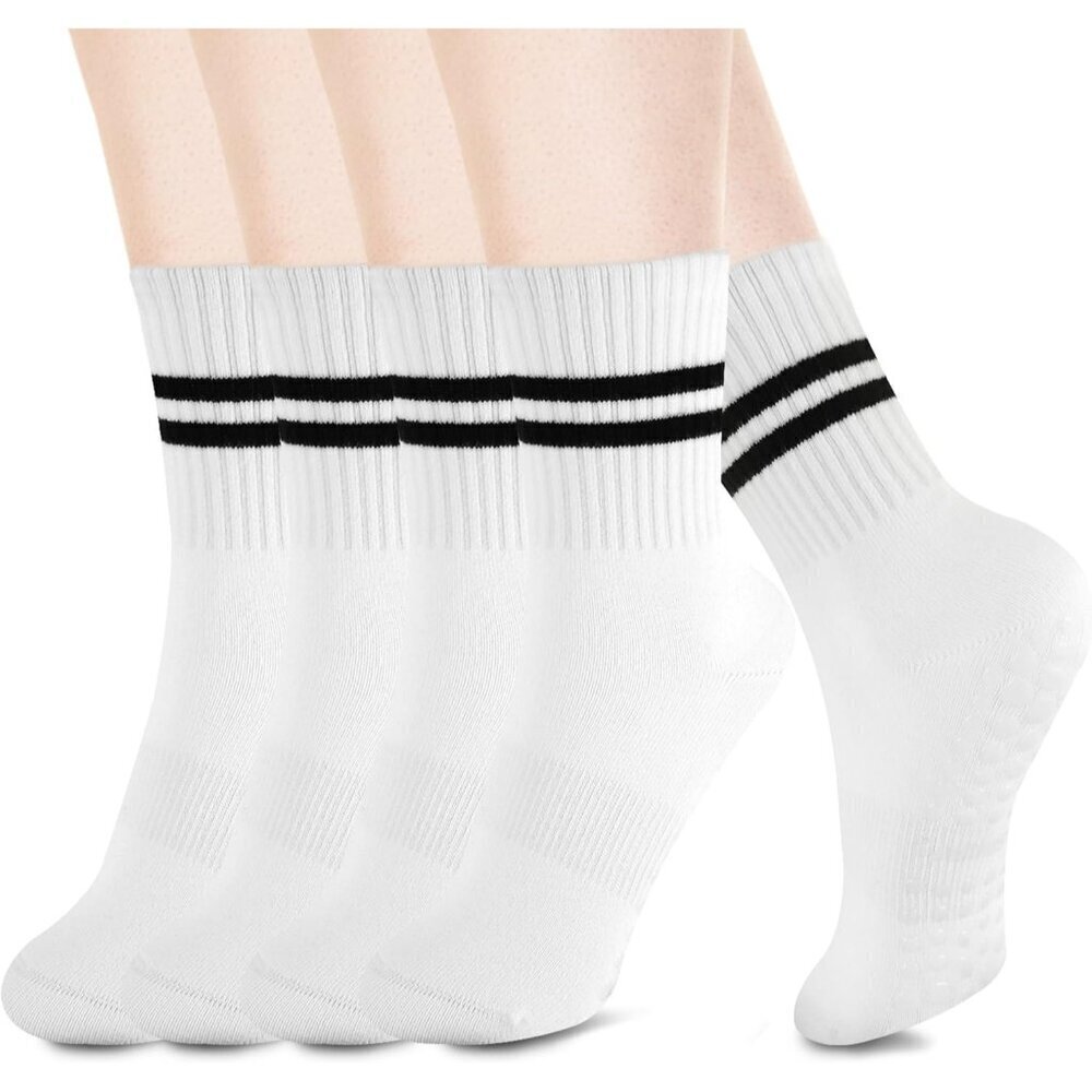 ❤️ Non Slip Socks with Grips for Women Non Skid Gripper Crew Socks for Yoga